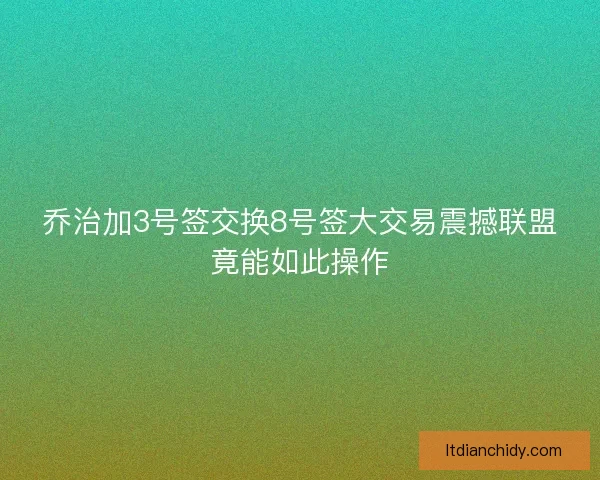 乔治加3号签交换8号签大交易震撼联盟竟能如此操作