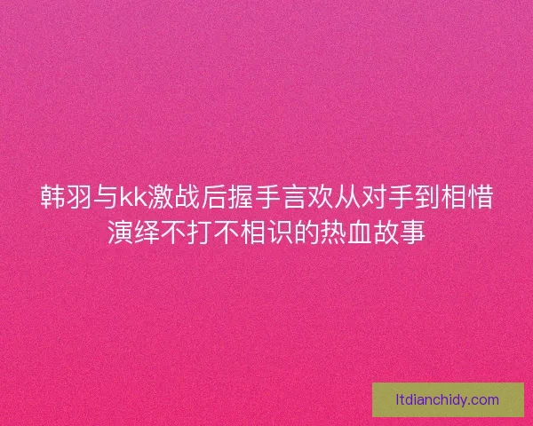 韩羽与kk激战后握手言欢从对手到相惜演绎不打不相识的热血故事