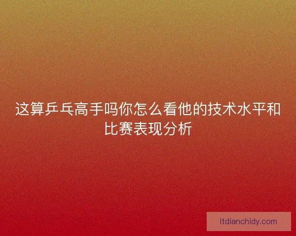 这算乒乓高手吗你怎么看他的技术水平和比赛表现分析