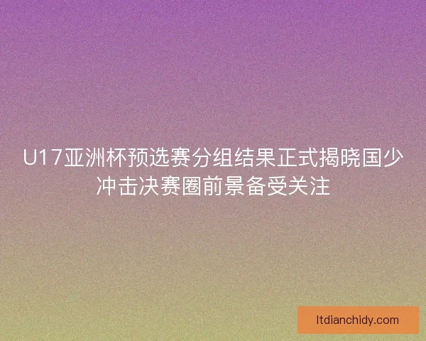 U17亚洲杯预选赛分组结果正式揭晓国少冲击决赛圈前景备受关注 U17亚洲杯预选赛分组结果正式揭晓国少冲击决赛圈前景备受关注